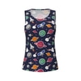 thumbnail image 4 of Xecao Rocket Satellite print women's scoop neck, loose-fit workout tank tops for the gym., 4 of 9
