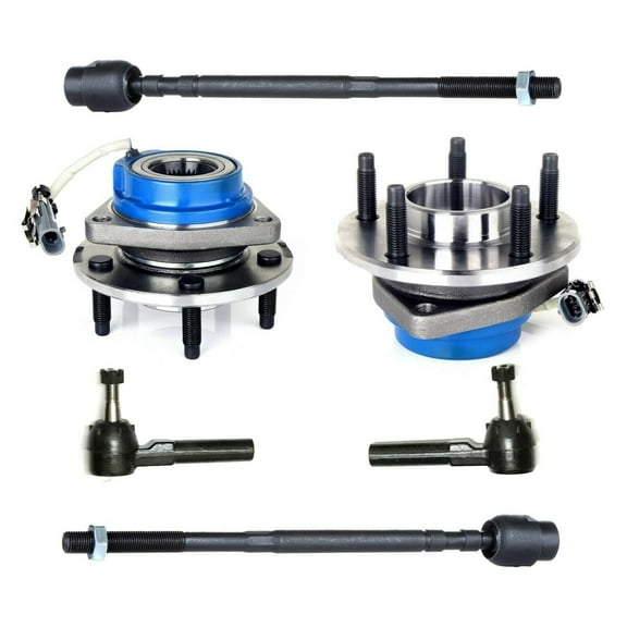 6 Pc Wheel Bearing & Hub Assembly Outer Inner Tie Rod Ends Front Suspension Kit Compatible with FWD or AWD Models Fits select: 2000-2011 CHEVROLET IMPALA, 2006-2007 BUICK LACROSSE