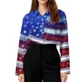 thumbnail image 3 of Domzest 4th Of July Shirts Women 250 Anniversary Usa Graphic Shirt Patriotic Long Sleeve V Neck Butoon Down Tshirts Royal Blue L, 3 of 4