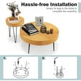 thumbnail image 6 of Round Coffee Table Set of 2, Modern Farmhouse End Tables with Natural Finish, Aesthetic Line Design, Solid Wood Nesting Side Tables for Living Room, Bedroom, Easy Assembly, 6 of 9
