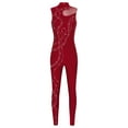 thumbnail image 3 of TSSOE Women's One Piece Sleeveless Gymnastics Dance Unitard Figure Skating Bodysuits Ballet Leotards Burgundy S, 3 of 7