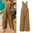 thumbnail image 5 of Babysbule Womens Pants Women's Floral Prints Straps Wide Leg With Pockets Vintage Jumpsuit, 5 of 9