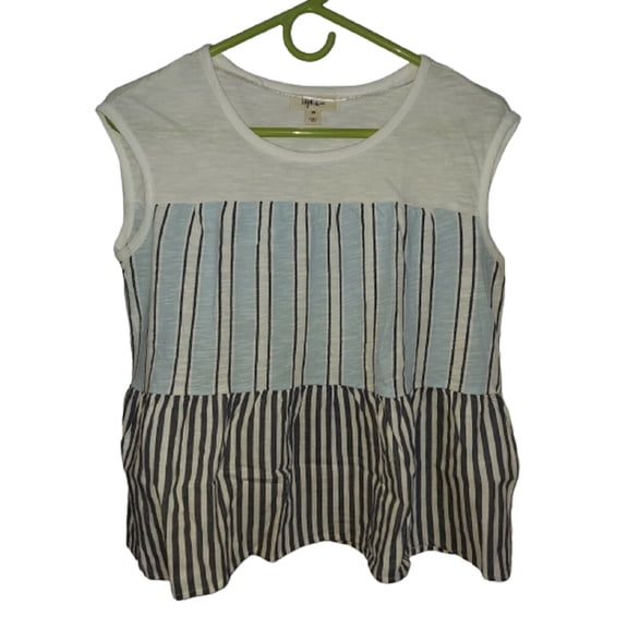 Style & Co Womens Petite Striped Flare Blouse,White Stripe Flare,Small