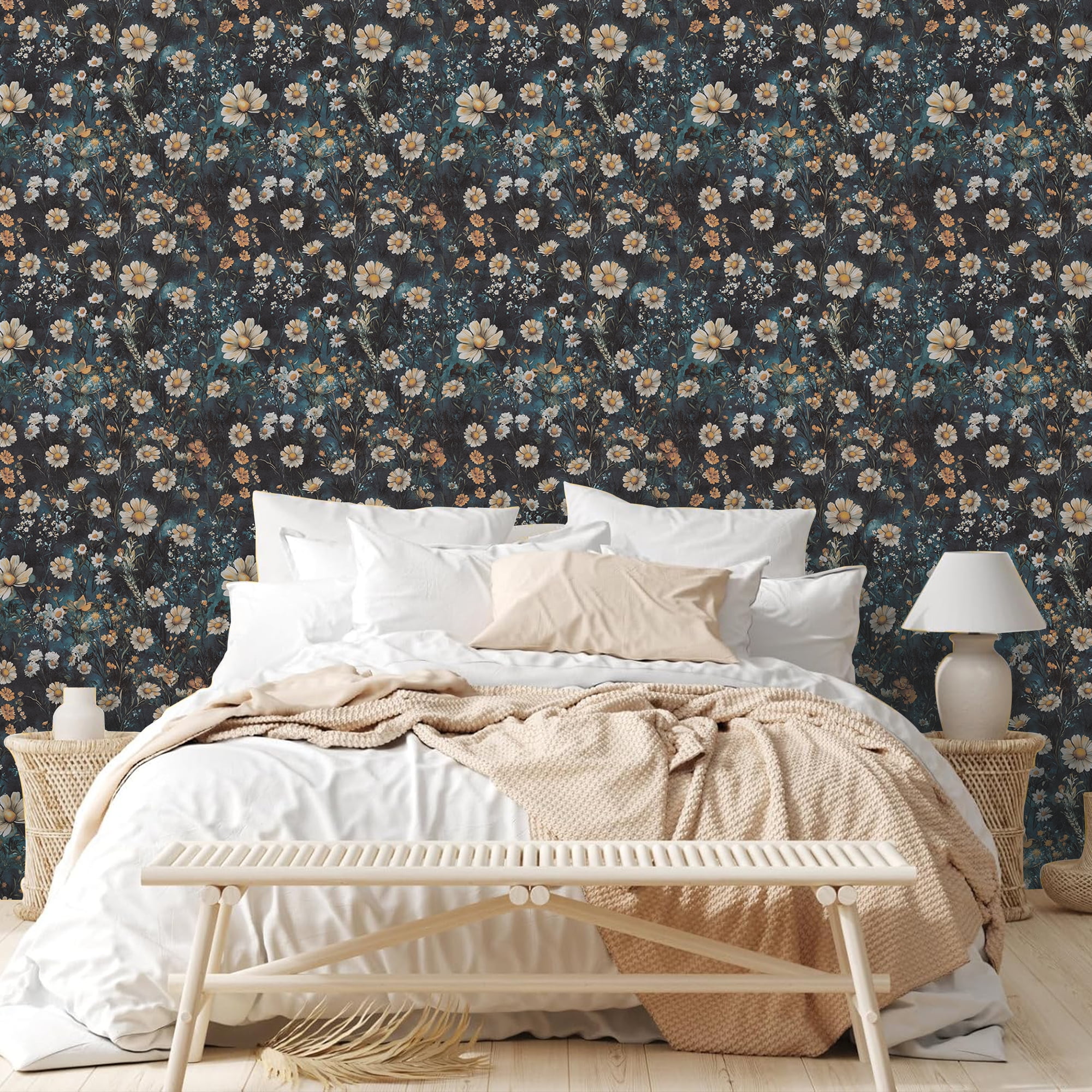 Abyssaly Floral Peel and Stick Wallpaper 17.5-in x 118-in, Removable Self-Adhesive Wallpaper, Vintage Vinyl Contact Paper Suitable for Home Walls Cabinet Bedroom