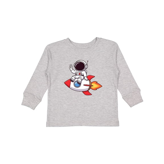 Inktastic Rocket Ship Astronaut Boys Long Sleeve Toddler T-Shirt