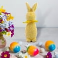 thumbnail image 5 of BGZLEU Flocked Bunny Figurine with Bowtie Flocking Rabbit Figures Tabletop Ornament Solid Color Resin Easter Bunny Statue Home Decor Indoor (Yellow, 23cm), 5 of 8