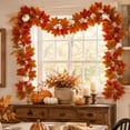 thumbnail image 5 of Halloween Sale Clearance!Fall Decorations for Home, Fall Artificial Maple Leaf Garland Thanksgiving With Pumpkins For Fireplace Mantel Door Decor, 5 of 7