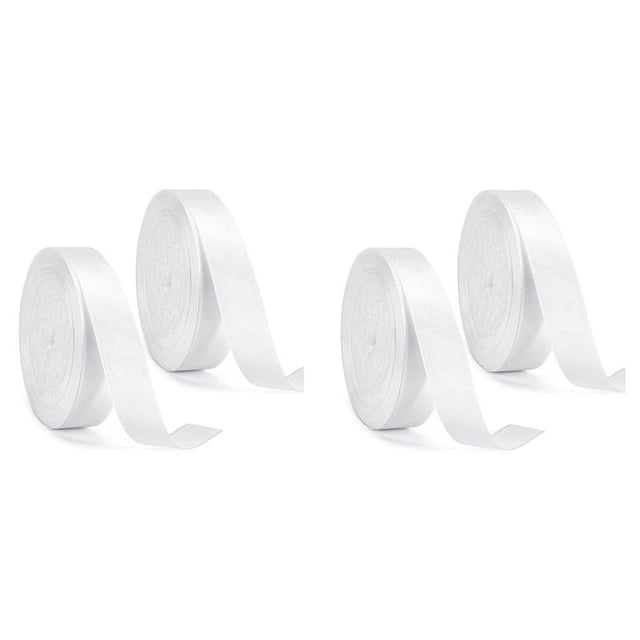 4PCS White Ribbon,15MMx22M Ribbons for Crafting Gift Wrapping, Balloons, Sewing, Silk Ribbon for Cake Decoration