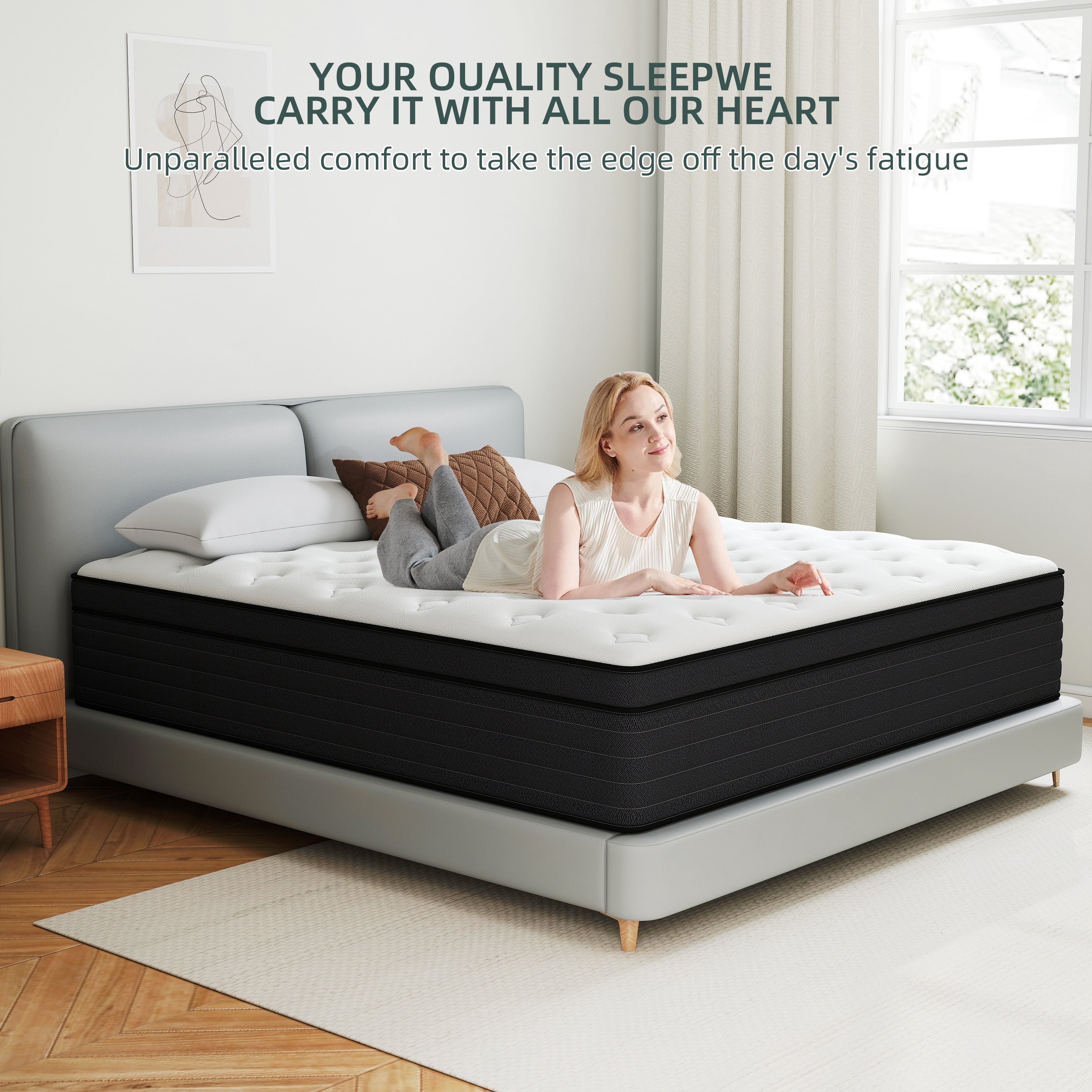 lemontalking 8" Twin Hybrid Mattress CertiPUR-US Certified Memory Foam Pocket Spring Mattress Medium Firm in a Box
