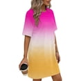 thumbnail image 5 of Rvasteizo Womens Short Sleeve Round Neck Dress Gradient Print Crew Neck Pocket Casual Dress, 5 of 5