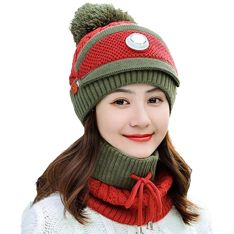 Windfall Women Winter Knitted Hat Beanie with Scarf Mask Set  display picture 1