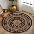 thumbnail image 2 of Large Round Rug 8Ft Washable Non-Slip, Brown Ethnic Flower Circle Area Rugs for Living Room Bedroom, Abstract National Boho Geometric Indoor Floor Mats Carpet Runner for Home Decor, 2 of 8