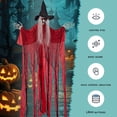 thumbnail image 3 of Halloween Hanging Witch Decoration, Sound-Activated Light Up Glowing Red Robe, Prop for Indoor Outdoor Decor, Party Supplies, 1Pack Hanging Witch #E, 3 of 6