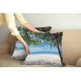 thumbnail image 2 of Ambesonne Summer Throw Pillow Cover 2 Pack, Tropical Beach Ocean, 16", Fern Green Sky Blue, 2 of 7