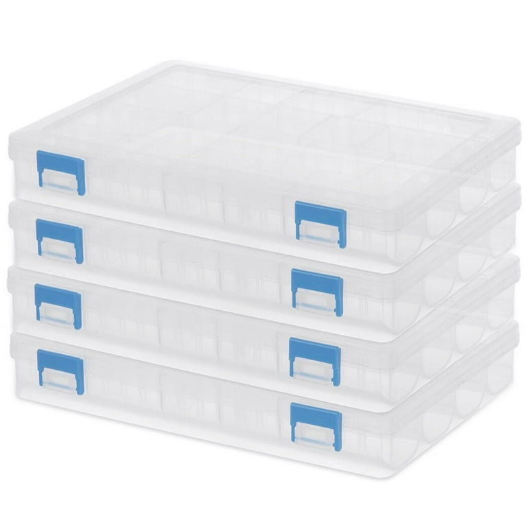 Fishing Tackle Boxes, 4 Packs Transparent Fish Tackle Storage Cases with Adjustable Dividers, 20-Grid Plastic Tackle Organizer Boxes for Fishing