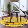 thumbnail image 3 of Large Round Rug 8Ft Washable Non-Slip, Farmhouse Truck Circle Area Rugs for Living Room Bedroom, Country Bee Daisy Yellow Buffalo Lattices Indoor Floor Mats Carpet Runner for Home Decor, 3 of 8