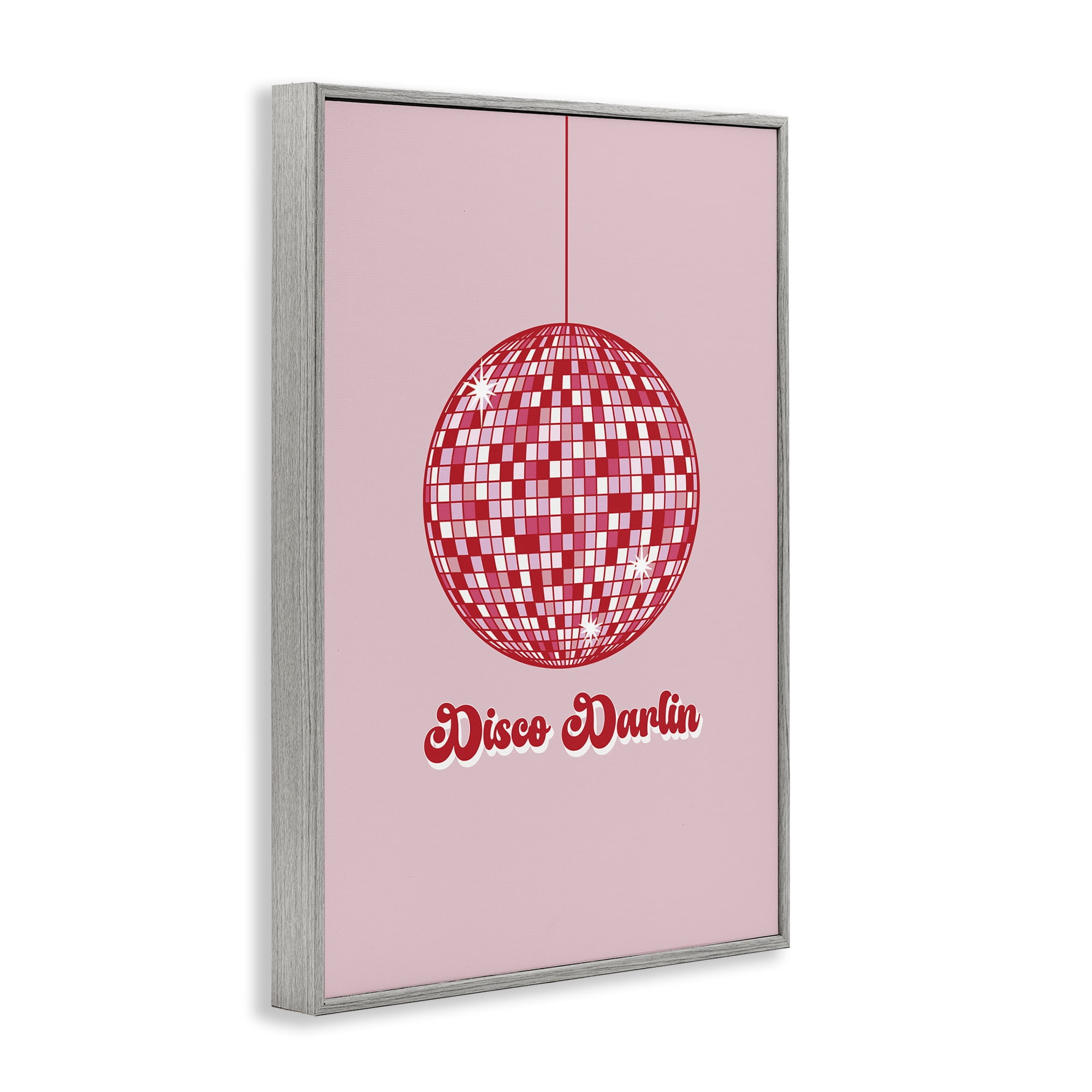 Stupell Industries Retro Disco Darlin Typography Painting Gray Framed Art Print Wall Art, 20 x 30