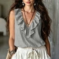 thumbnail image 6 of SwiftWear Women's Summer Ruffle V Neck Tank Top Cotton Linen Blend Cami Sleeveless Cute Top for Casual Everyday Wear​, 6 of 6