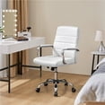 thumbnail image 3 of Yaheetech Mid-Back PU Leather Adjustable Office Chair with Arms, White, 3 of 8
