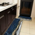 thumbnail image 2 of Luxury Blue and White Marble Kitchen Floor Mats Kitchen Floor Mats Set of 2 Non-Slip Waterproof Comfort Standing Floor Mat for Kitchen Sink Laundry 17 W X 24 L + 17 W X 47 L, 2 of 4