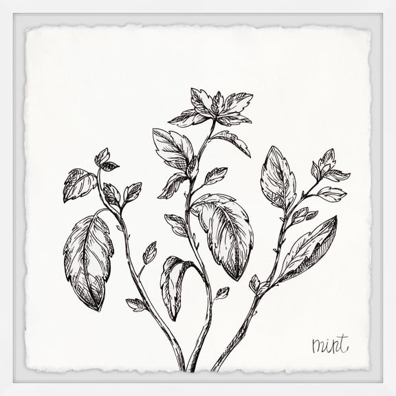 Marmont Hill Mint Leaves Framed Painting Print