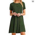 thumbnail image 1 of Vestido Mujer Verano Camiseta Larga Vestido De Manga Corta De Color Sólido, Verde, M Vogacara AP001906-02, 1 of 4