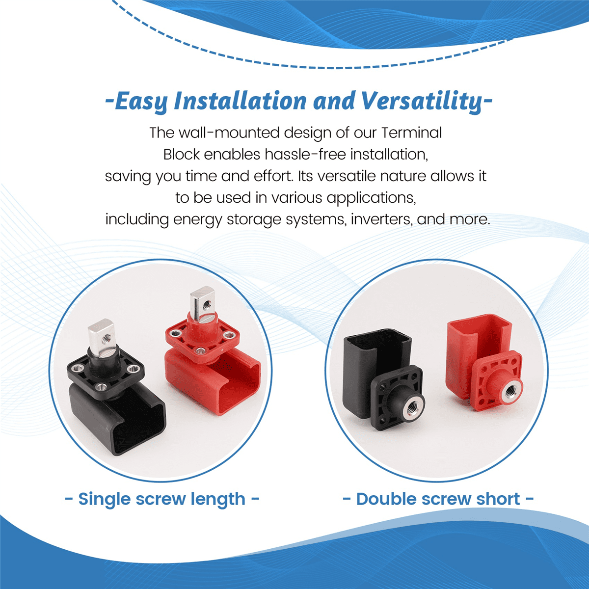 200A AllCopper Lithium Battery Terminal Block High Current Energy Inverter Plug Wall Mounted Type Storage Connector 4PCS