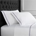thumbnail image 5 of Melange Home Home Sweet Home Collection 600 Thread Count Cotton 2 Stripe Embroidery Bed Sheet Set Grey Standard Pillowcase (set of 2), 5 of 5