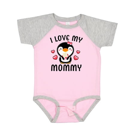 

Inktastic I Love My Mommy with Cute Penguin and Hearts Gift Baby Girl Bodysuit