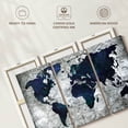 thumbnail image 6 of Elephant Stock Deep Blue World Map Wall Art - Horizontal Multi Panel Canvas - Living Room Wall Decor - Map Multi Panel - Gray And Blue Decor - 57" x 36", 6 of 8