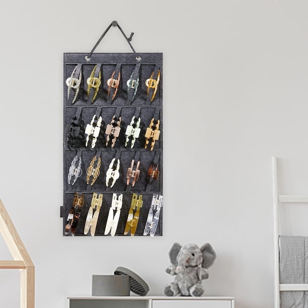 Organizador de Clips de garra de fieltro, organizador de horquillas para niñas que ahorra espacio para armarios de puertas