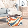 thumbnail image 3 of Yayeee Collapsible Cube Storage Bin with Lid Fabric Closet Decorative Basket with Handles, Beige Abstract Wavy, 3 of 7