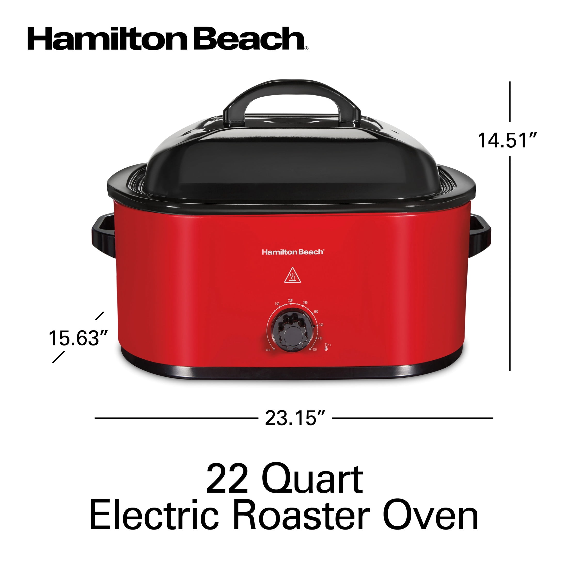 Hamilton Beach 22 Quart Electric Roaster Oven with Removable Pan, Red