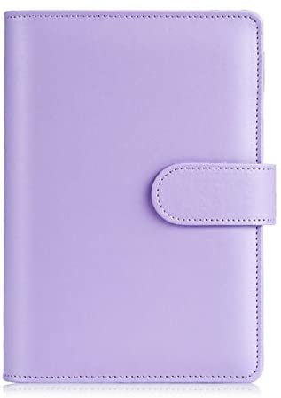 Lavender A6 PU Leather Notebook Binder Refillable 6 Ring Binder for A6 Filler Paper Loose Leaf Personal Planner Binder Cover with Magnetic Buckle Closure for Women School Office Home Gift 