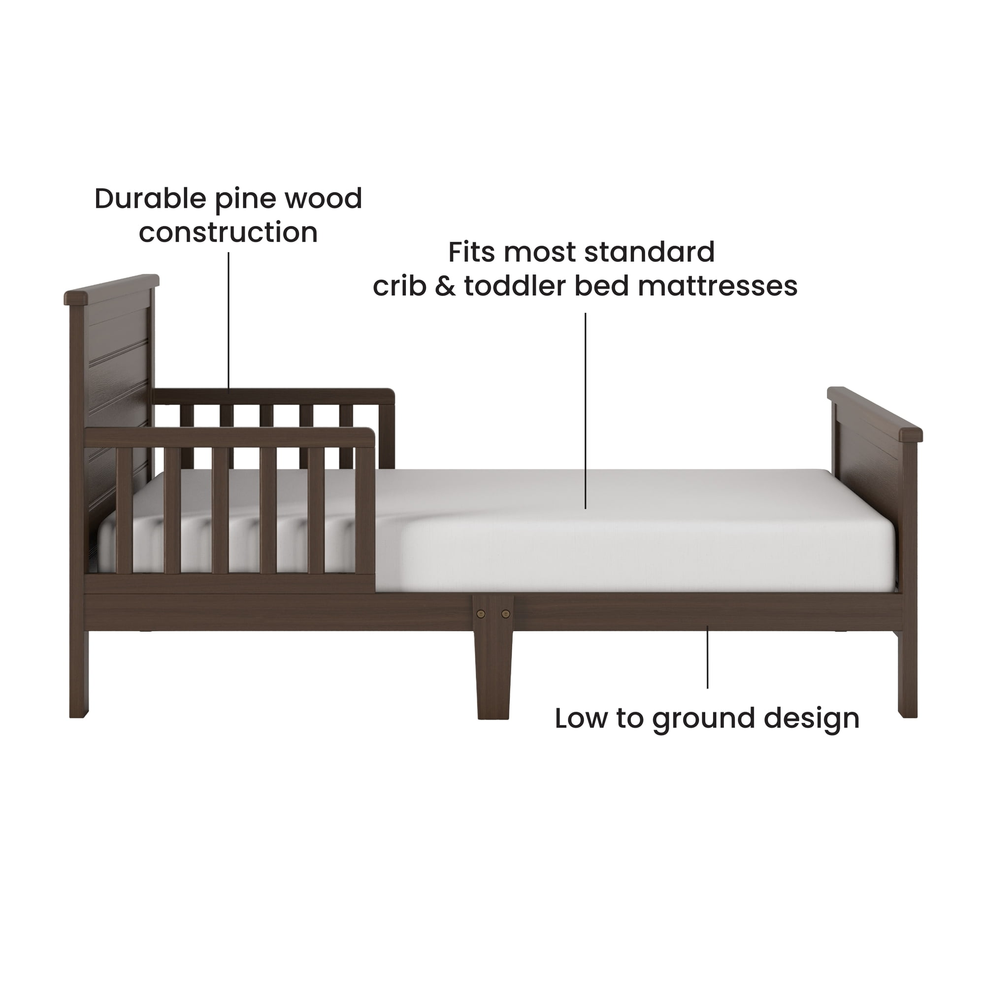 Child Craft Forever Eclectic Woodland Toddler Bed with Rails, Brushed Truffle