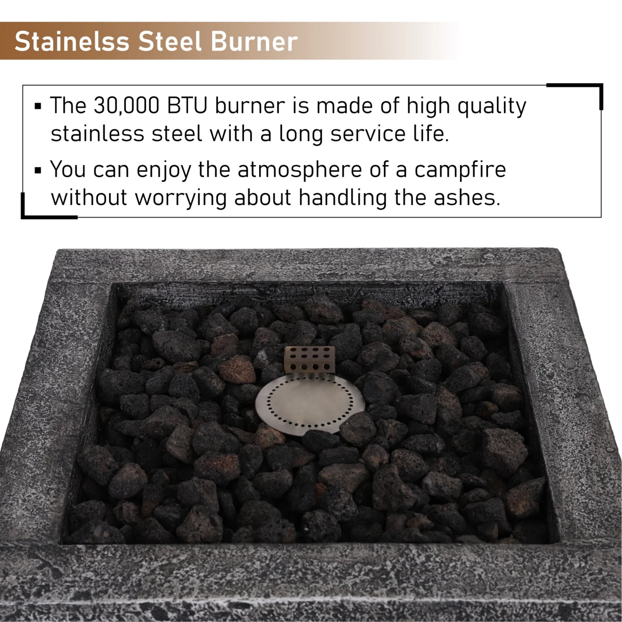 MF Studio 18" Outdoor Patio Propane Gas Fire Pit Column with Waterproof Cover & CSA Certificate, 30,000 BTU