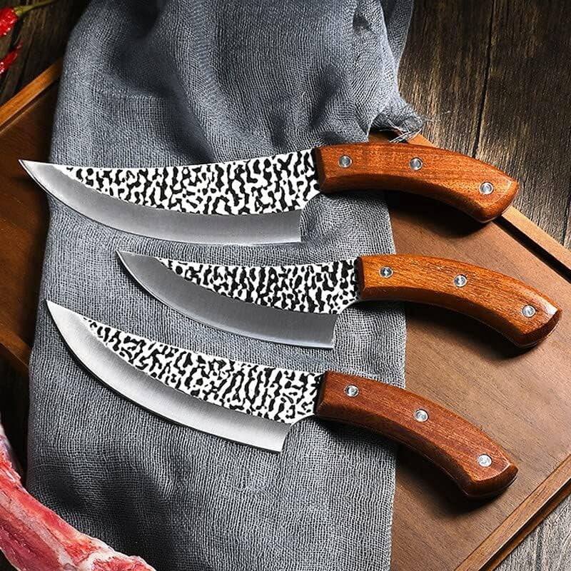 3PCS/Set Butcher Knife and Kitchen Knife Set, Professional Viking Knife Boning Knife for Meat Cutting Cooking BBQ