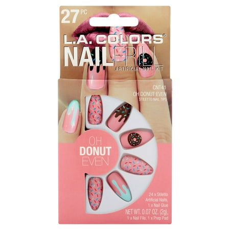 L.A. Colors Nail Frill Artificial Nail Kit, Oh Donut Even, 27