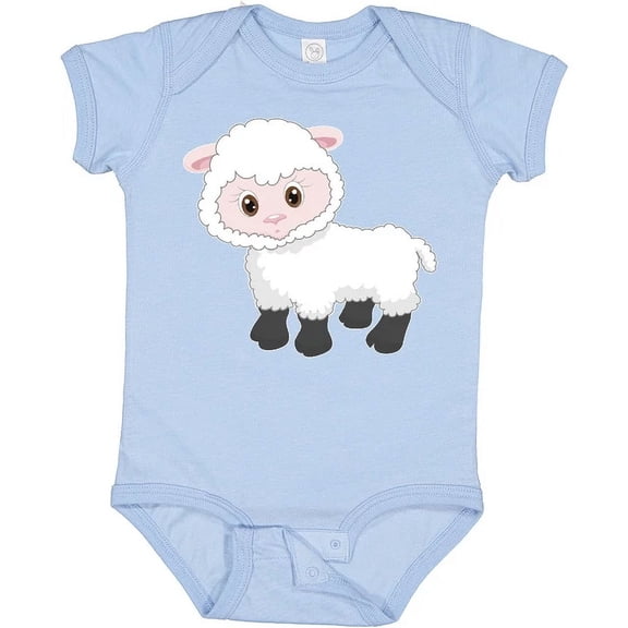 Baby Bodysuit BELLA CANVAS Cute White Lamb Baby Bodysuit Farm Animals Little Wool Animal Favorite