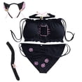 thumbnail image 1 of Conjunto de lencería para mujer Kitten Keyhole Cute Sexy Outfit Oreja de gato pelo aro cola de gato - Negro Zhivalor  CPB-SSW2276-4, 1 of 5