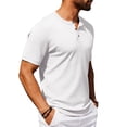 thumbnail image 5 of Cmfcve Ribbed Henley T-Shirt for Men Short Sleeve Slim Fit Muscle Shirt Cotton Casual Button Tops, 5 of 9