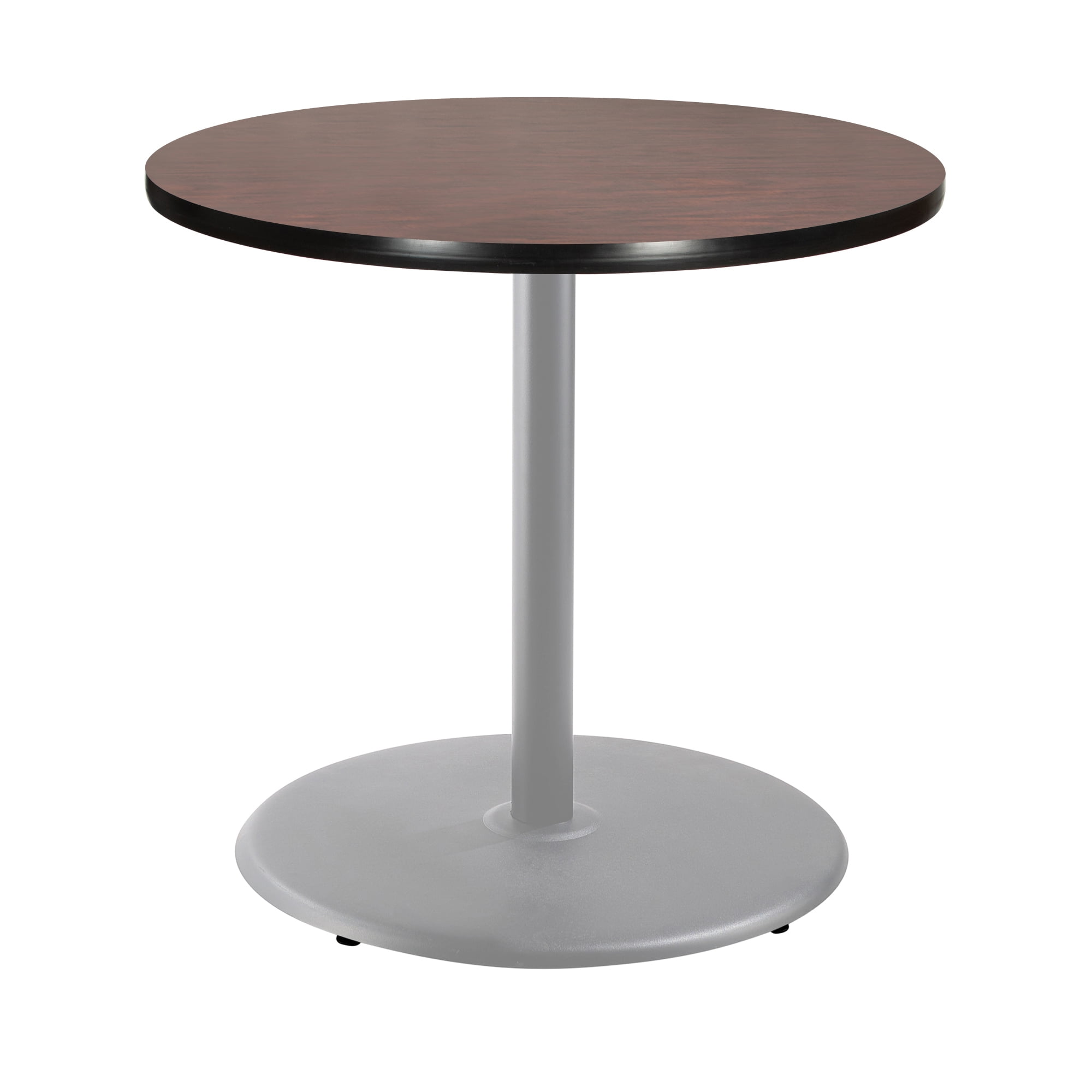 Hampden Furnishings Bennet Collection Steel Frame 36" Round Top, Round Base, 36" Height, Cafe Table Grey Frame/Mahogany Top