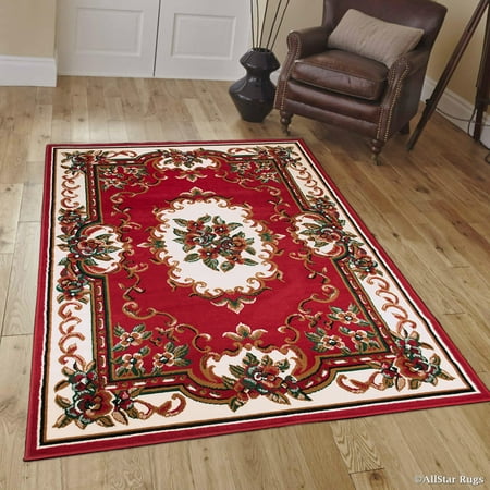 Red Flower Rug Allstar Red Woven High Quality Rug. Traditional. Persian. Flower. Western. Design Area Rug (7' 7