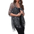 thumbnail image 1 of CHAL DE LENTEJUELAS INSPIRADORAS para Mujeres y Envolturas para Vestidos de Noche, Bufanda Brillante con Flecos para Fiestas de Boda Gris 66.9"x19.7", 1 of 6