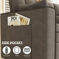 thumbnail image 3 of Lecut Pull Out Couch, Velvet Sleeper Sofa Bed with Pillow and Pocket, 3 Levels Adjustable Backrest Futon Sofa Bed, Convertible Sofa Bed for Living Room, Bedroom, Apartment, Guest Room, 3 of 6