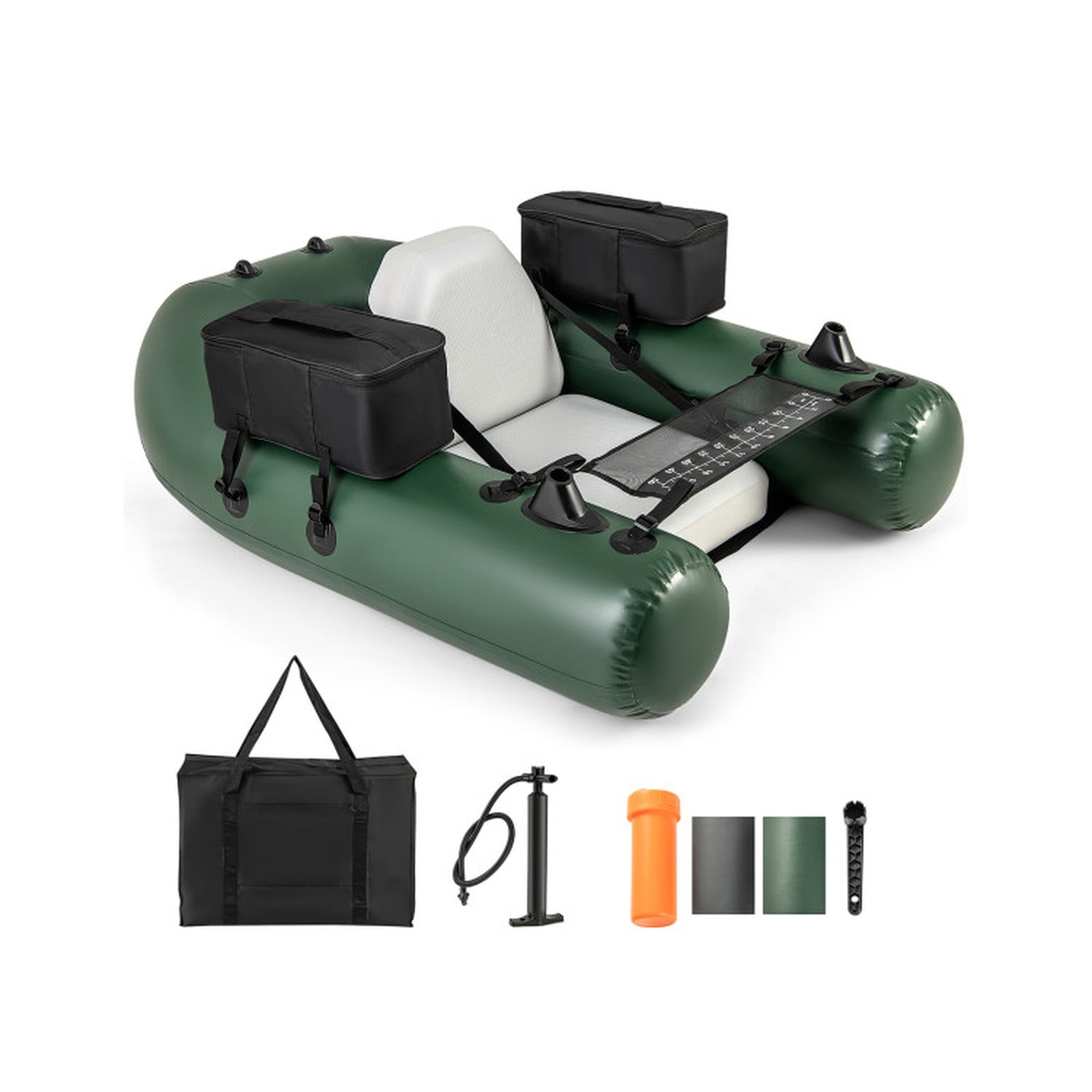 Airfind Inflatable Float Tube for Fly Fishing with Storage Pockets and Included Pump and Repair Kit for Lake and River Angling, Camouflage