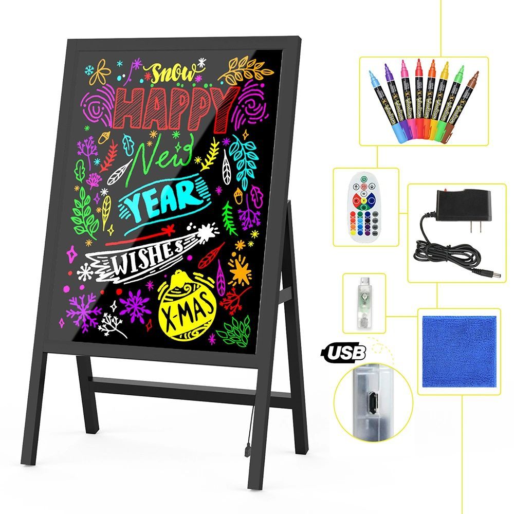 LED Message Writing Board 41"*23" Illuminated Erasable Neon Effect