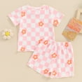 thumbnail image 3 of Bagilaanoe 2pcs Toddler Baby Girl Shorts Set Short Sleeve Flower Print T Shirt Tops + Shorts 6M 12M 18M 24M 3T 4T Kids Casual Summer Clothes, 3 of 8
