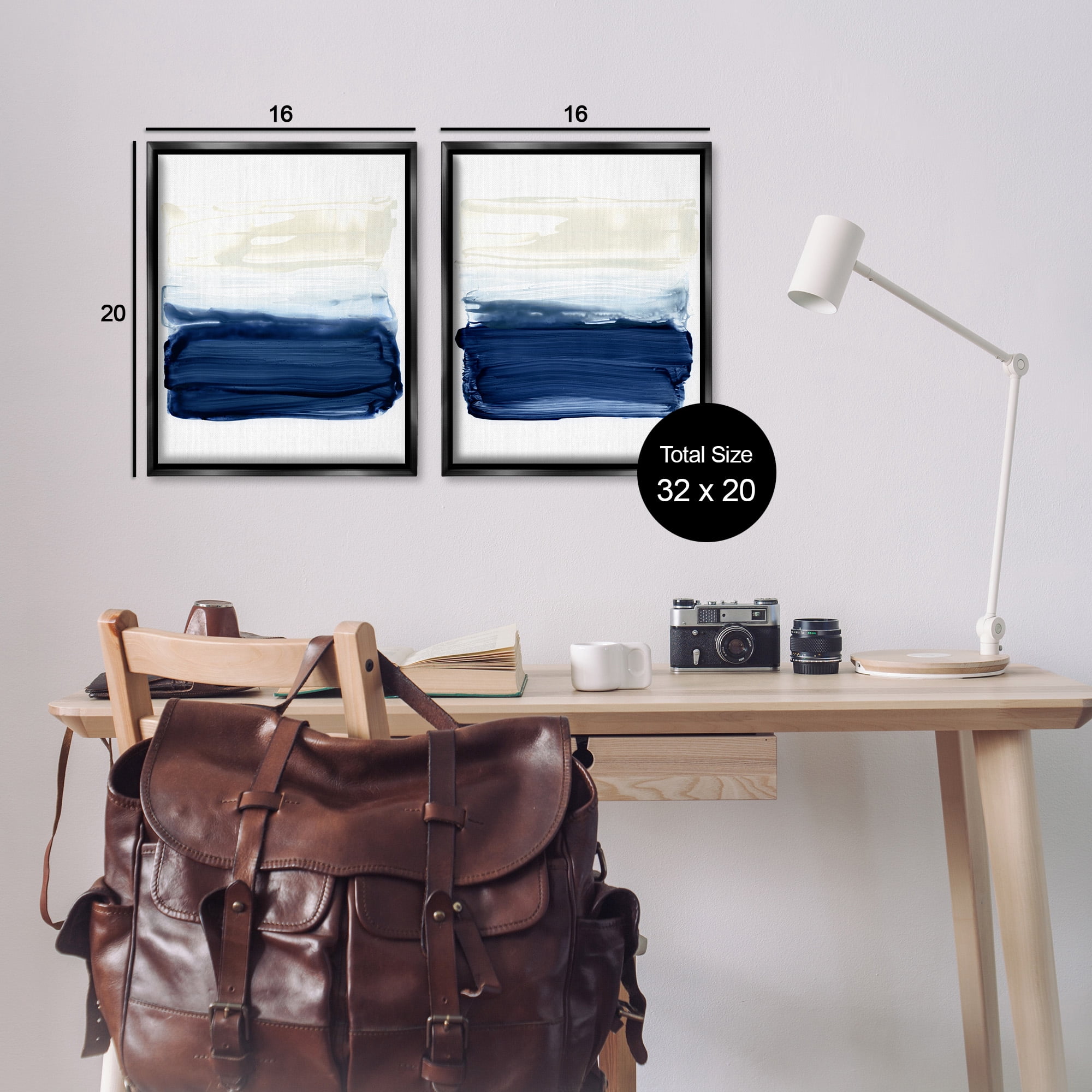 Stupell Industries Coastal Brushstrokes Abstract Beach Abstract Painting Black Floater Framed Canvas Art Print Wall Art, 17 x 21, Set of 2