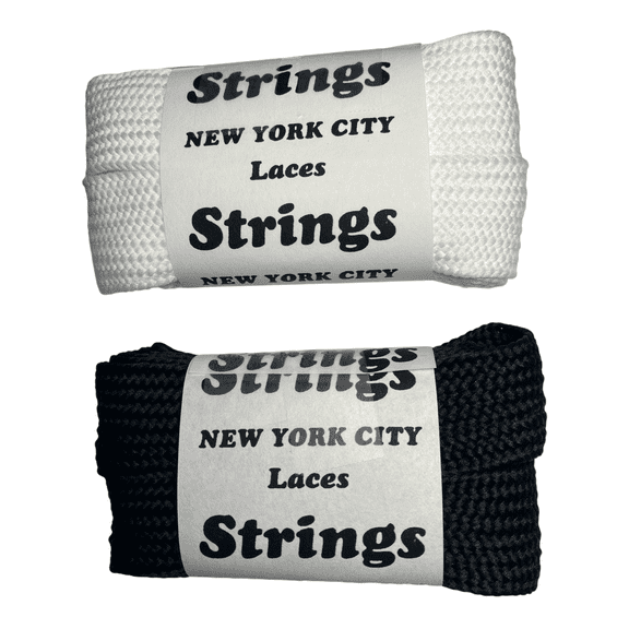 Wide 1 inch Shoe Laces Authentic 54" Length White and Black STRINGS Shoe Lace Co